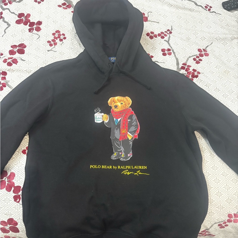 Ralph Lauren Black Hoodie with Bear Motif